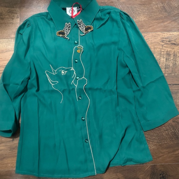 Snow Bird Cat Blouse by Banned Retro - Picture 8 of 12